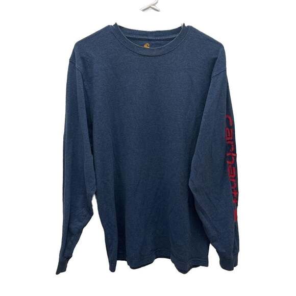 Carhartt Other - Vintage Y2K‎ Carhartt Mens Faded Spell Out Long Sleeve T-Shirt Heather Blue